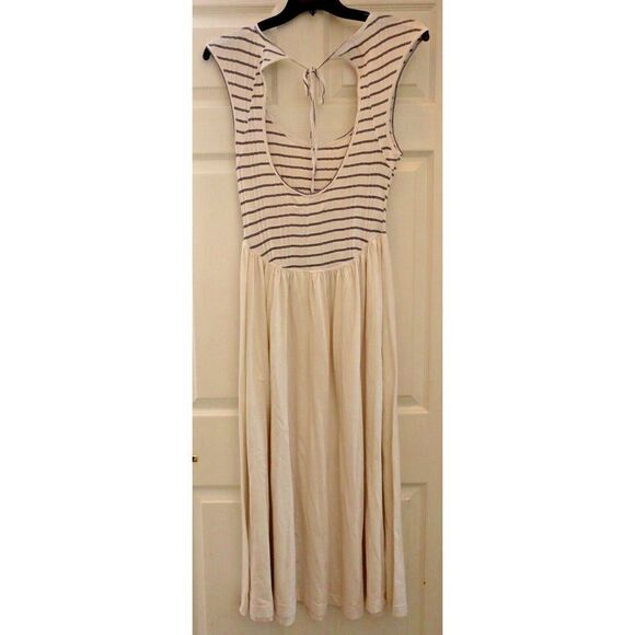 Free People Beach OB1715132 MD Off White Striped Alana Open-Back Midi Dress - Picture 2 of 11